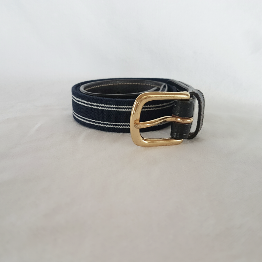 Elastic & Leather Belt with Gold Buckle