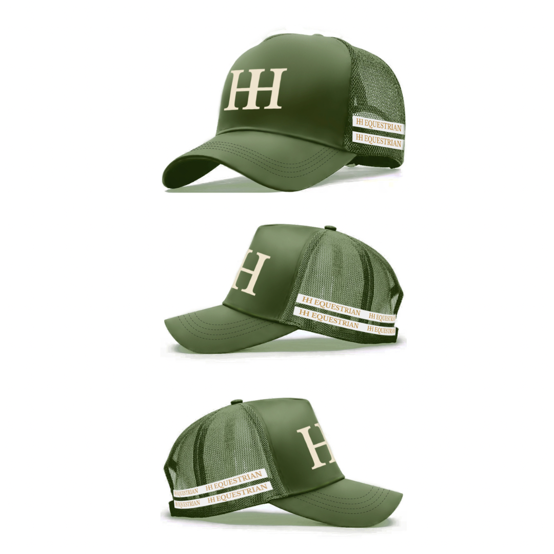 Chic Olive GreenTrucker Hat with Logo Band